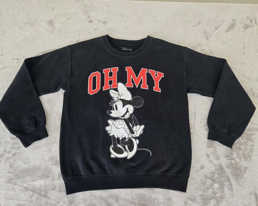 Disney Adult/Unisex Small Gray Minnie Mouse Classic Crew Disneyland Sweatshirt